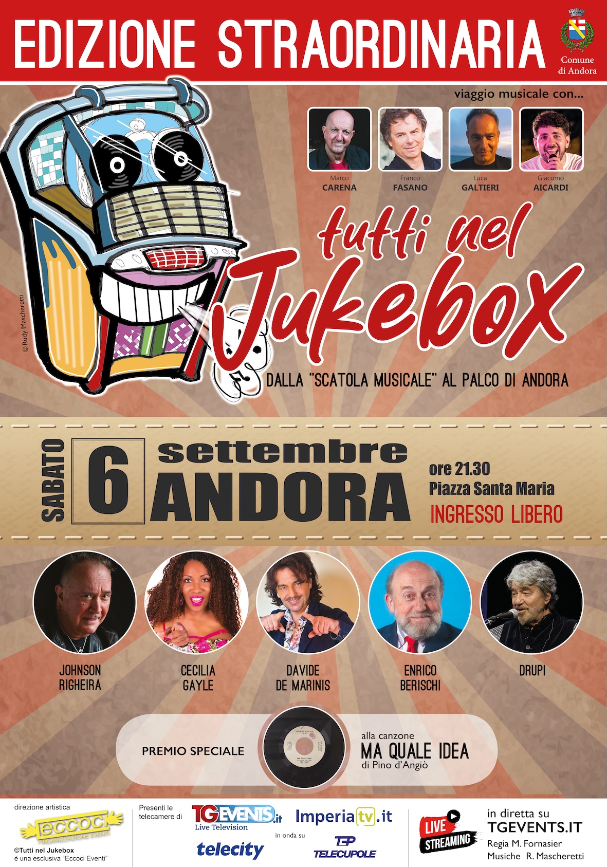 “Tutti nel jukebox” edizione straordinaria 2025 ad Andora SV “Tutti nel jukebox” edizione straordinaria 2025 ad Andora SV