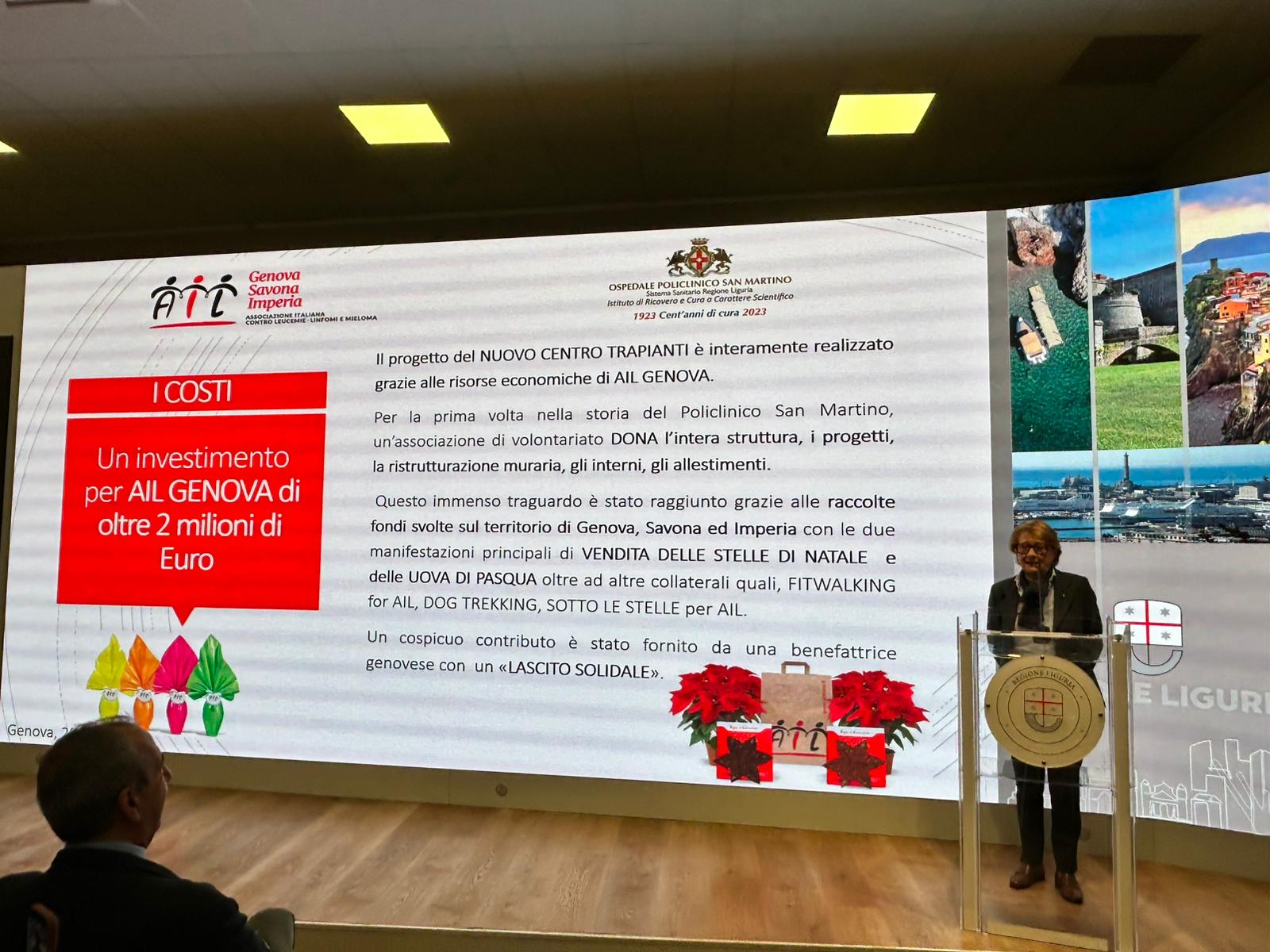 SANITÀ, AIL GENOVA DONA ALL’OSPEDALE POLICLINICO SAN MARTINO IL NUOVO CENTRO TRAPIANTI DI EMATOLOGIA. NICOLÒ: “GIÀ INIZIATI I LAVORI, PRONTO NEI PRIMI MESI DEL 2026” SANITÀ, AIL GENOVA DONA ALL’OSPEDALE POLICLINICO SAN MARTINO IL NUOVO CENTRO TRAPIANTI DI EMATOLOGIA. NICOLÒ: “GIÀ INIZIATI I LAVORI, PRONTO NEI PRIMI MESI DEL 2026”
