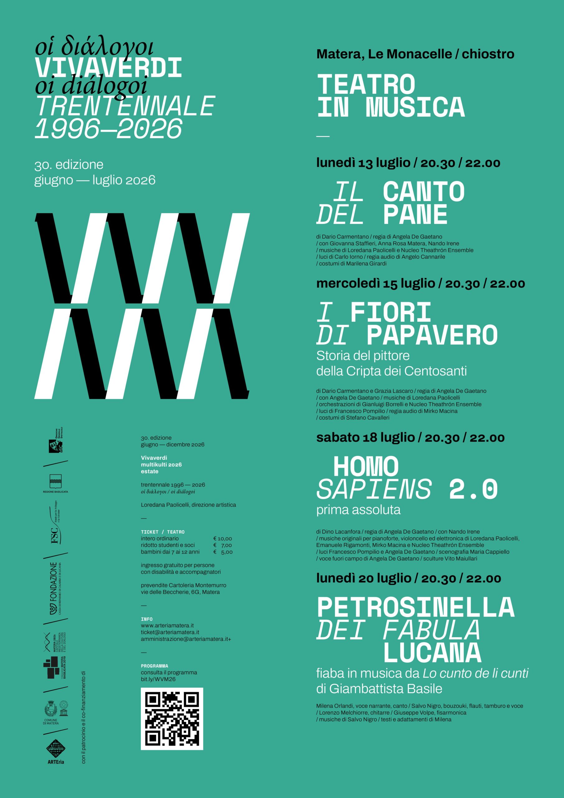 VivaVerdi Multikulti, quattro sere di teatro in musica e una fiaba lucana nel chiostro delle Monacelle dal 13 al 20 luglio a Matera VivaVerdi Multikulti, quattro sere di teatro in musica e una fiaba lucana nel chiostro delle Monacelle dal 13 al 20 luglio a Matera