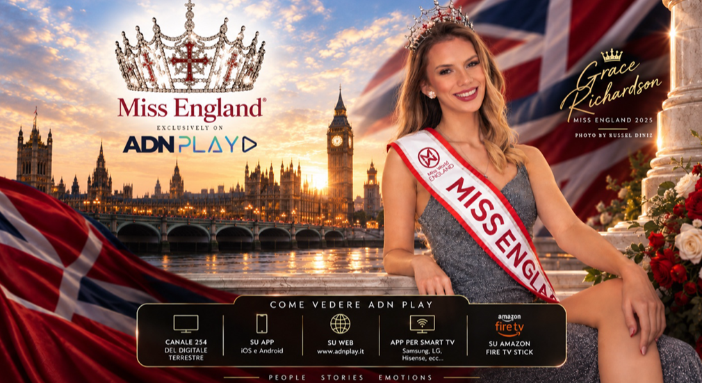 ADN PLAY diventa Official Media Partner di Miss England 2026 ADN PLAY diventa Official Media Partner di Miss England 2026
